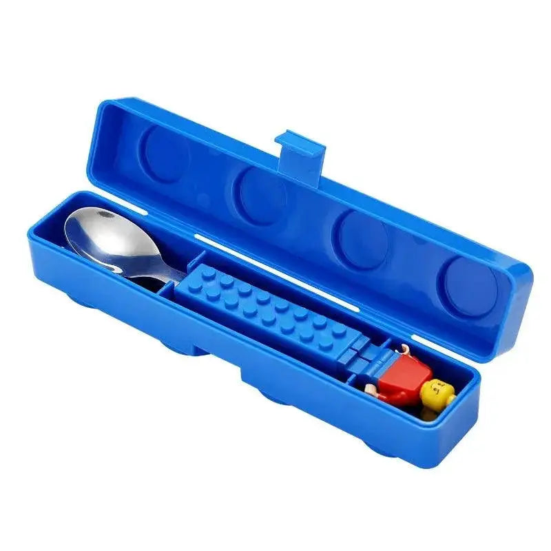 Kids Cartoon Stainless Steel Tableware Set With Blocks