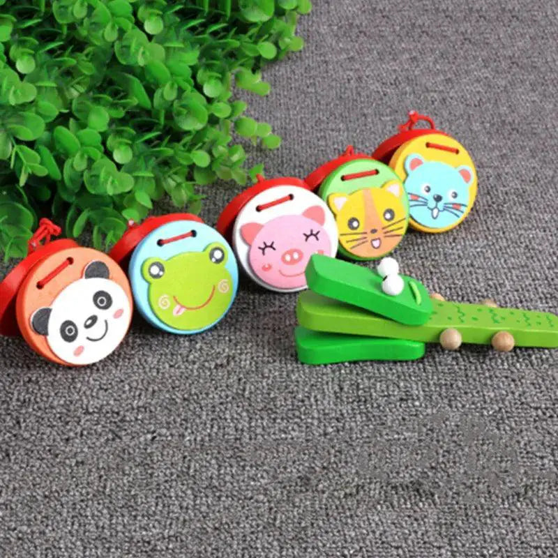Kids Cartoon Wooden Castanets Musical Toys For Kids