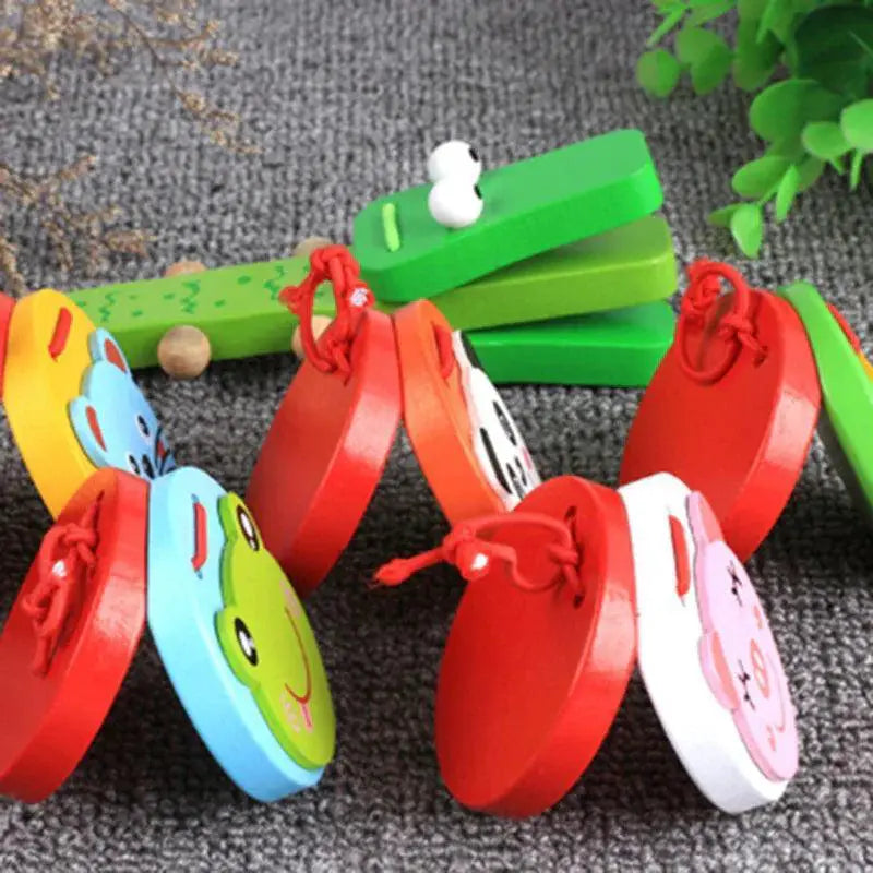 Kids Cartoon Wooden Castanets Musical Toys For Kids
