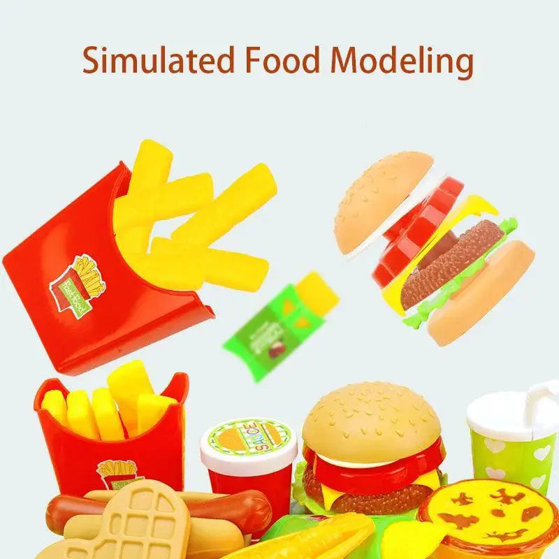 Kids Pretend Play Cooking Set With Pot Hamburger Fries