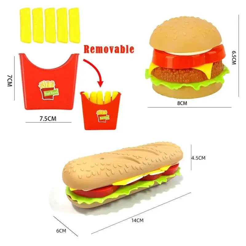 Kids Pretend Play Cooking Set With Pot Hamburger Fries