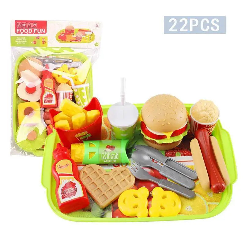 Kids Pretend Play Cooking Set With Pot Hamburger Fries