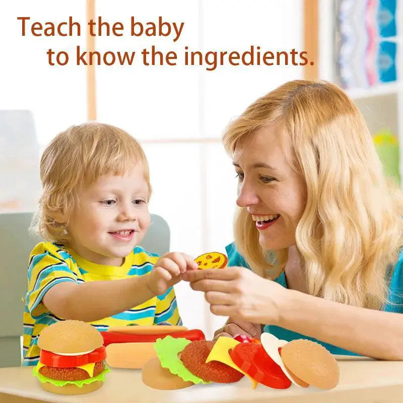 Kids Pretend Play Cooking Set With Pot Hamburger Fries