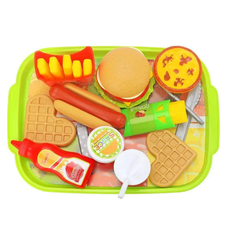 Kids Pretend Play Cooking Set With Pot Hamburger Fries