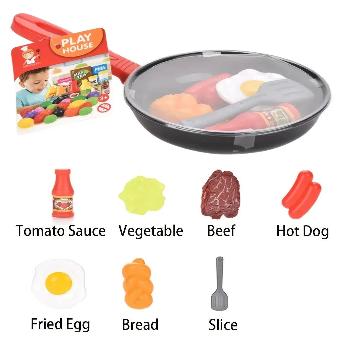Kids Pretend Play Kitchen Cookware Set 8 Piece Food Toys