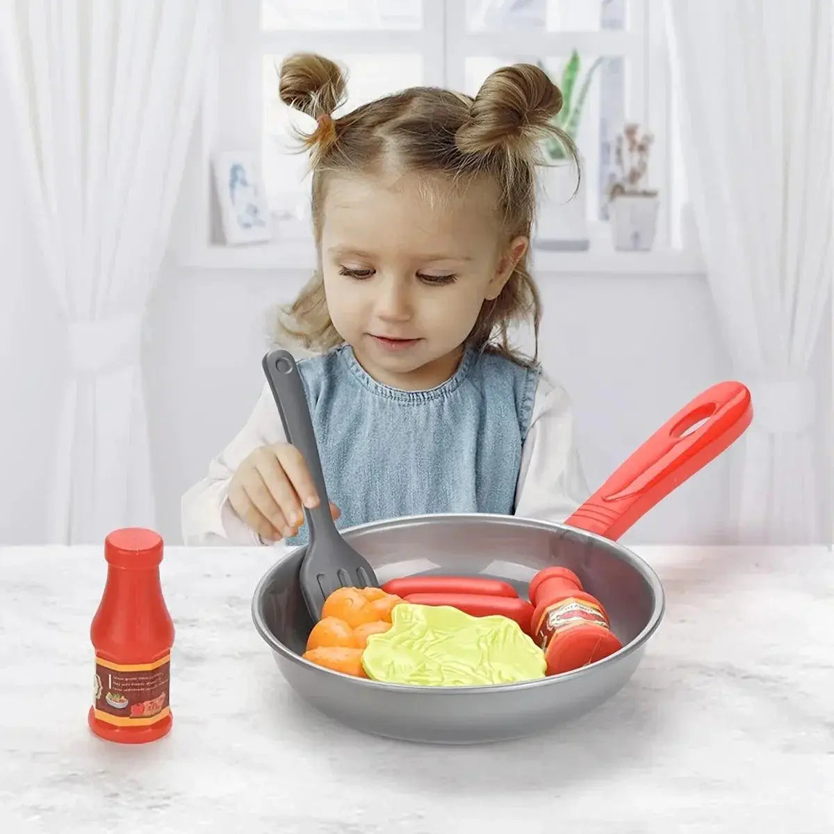Kids Pretend Play Kitchen Cookware Set 8 Piece Food Toys