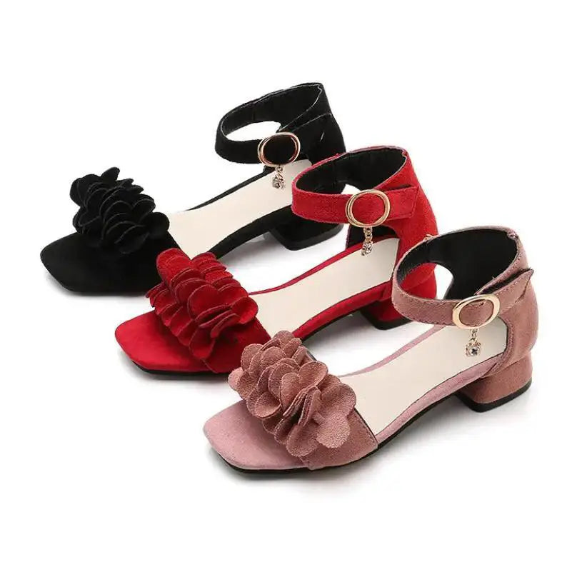 Kids Princess Floral Leather Sandals For Girls Comfort