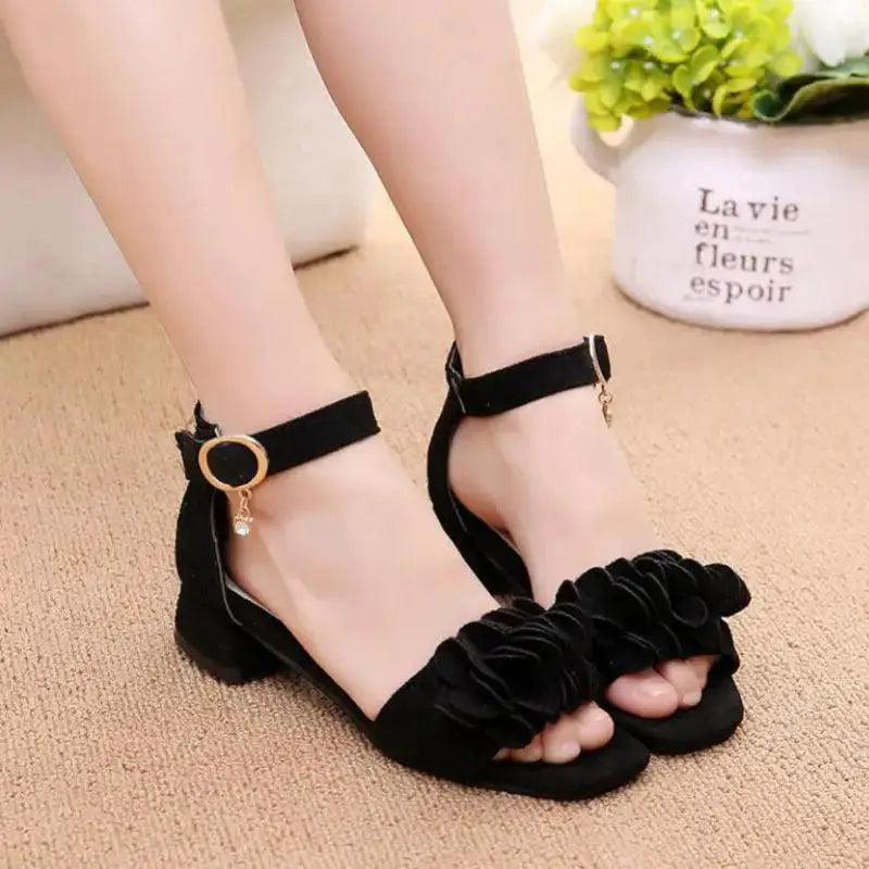 Kids Princess Floral Leather Sandals For Girls Comfort