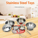 Kids Stainless Steel Cooking Toy Set 10 Pieces Kitchen Play