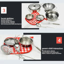 Kids Stainless Steel Cooking Toy Set 10 Pieces Kitchen Play