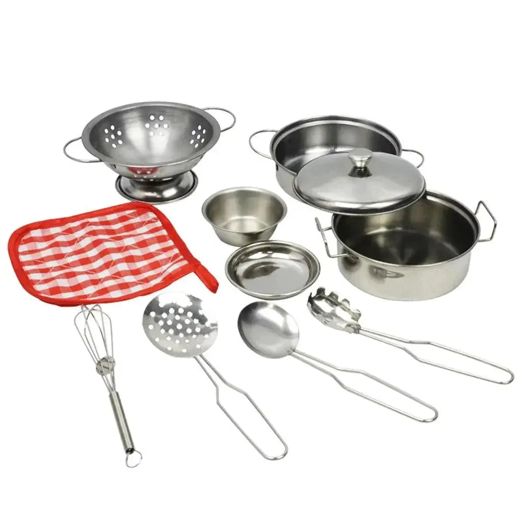 Kids Stainless Steel Cooking Toy Set 10 Pieces Kitchen Play
