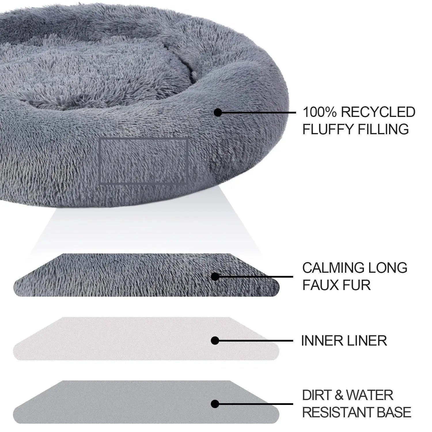 King Luxe Plush Dog Bed Round Bed for Pets in Various Colors