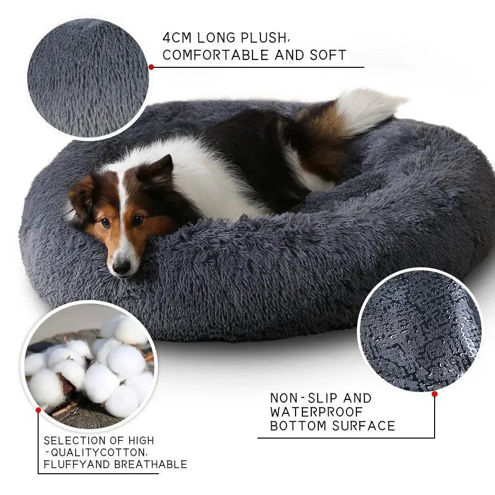 King Luxe Plush Dog Bed Round Bed for Pets in Various Colors