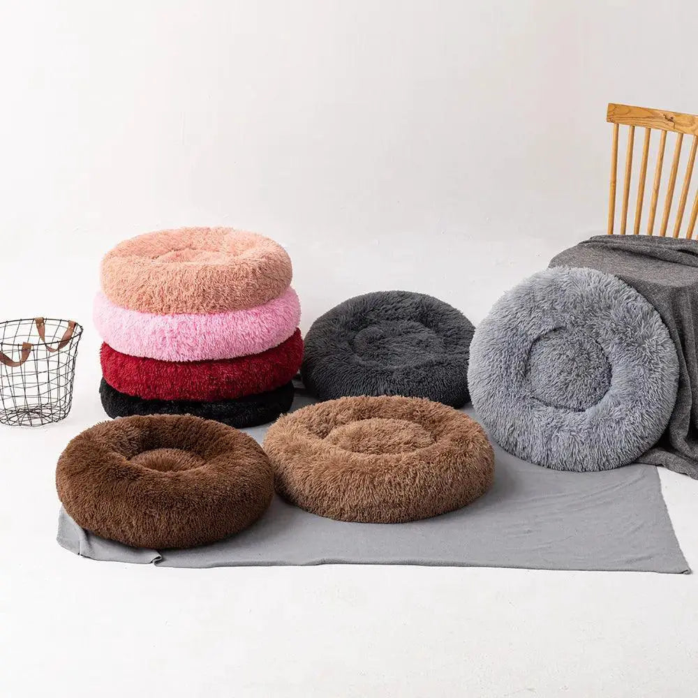King Luxe Plush Dog Bed Round Bed for Pets in Various Colors
