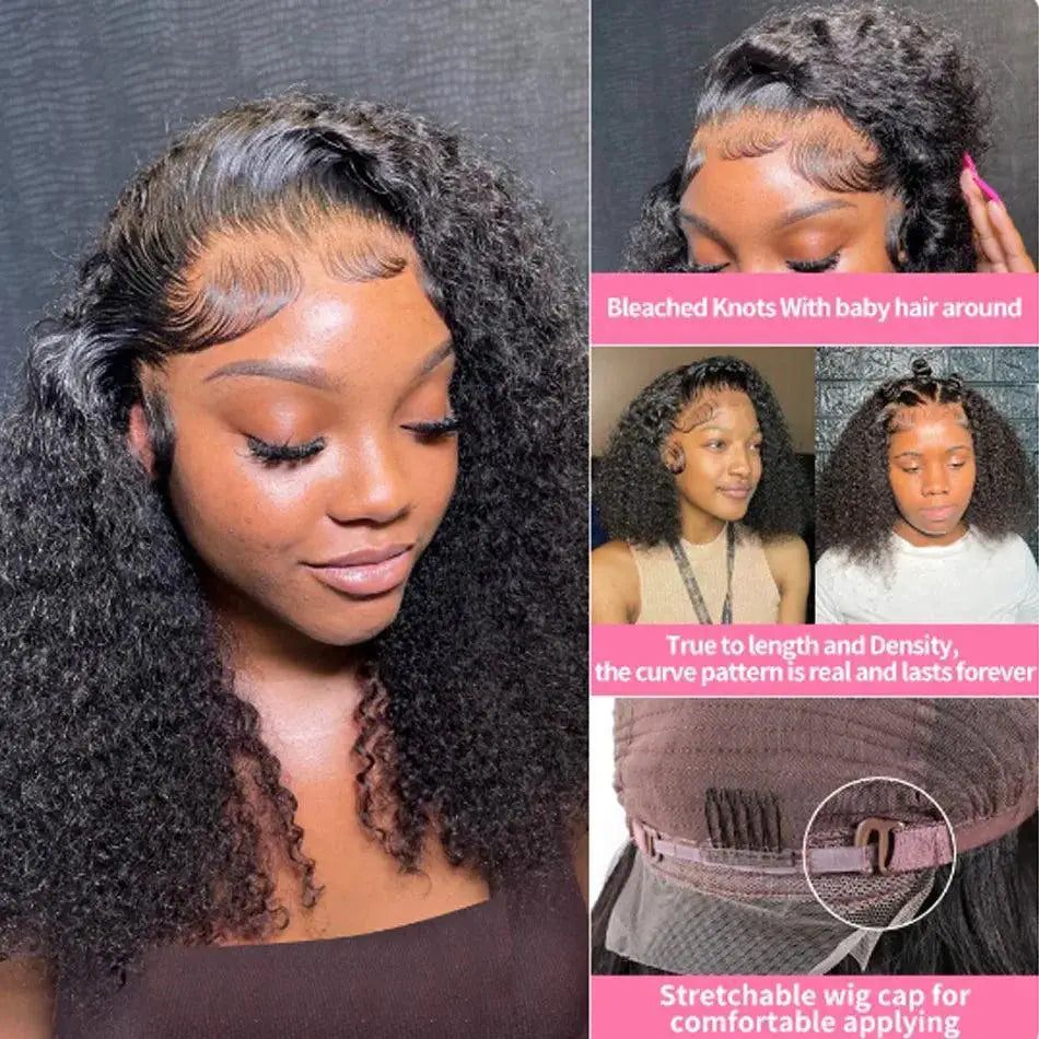 Kinky Curly Bob Lace Front Wig 100 Percent Human Hair