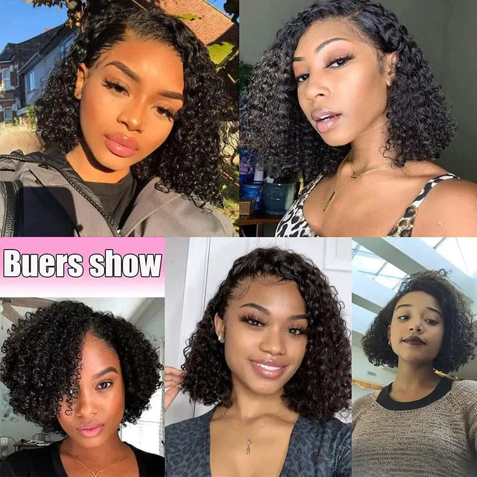 Kinky Curly Bob Lace Front Wig 100 Percent Human Hair