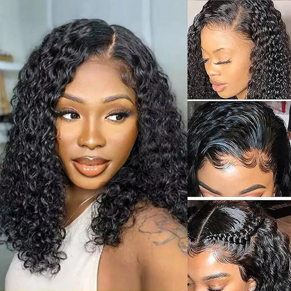 Kinky Curly Bob Wig Glueless Lace Front Human Hair Wig Elite
