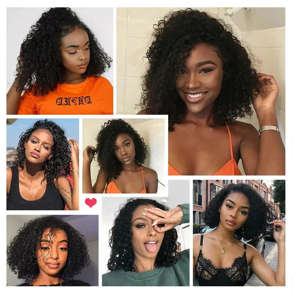 Kinky Curly Bob Wig Glueless Lace Front Human Hair Wig Elite