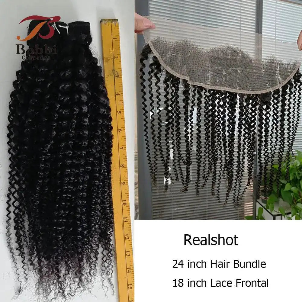 Kinky Curly Brazilian Remy Hair Weave And Lace Closure Set
