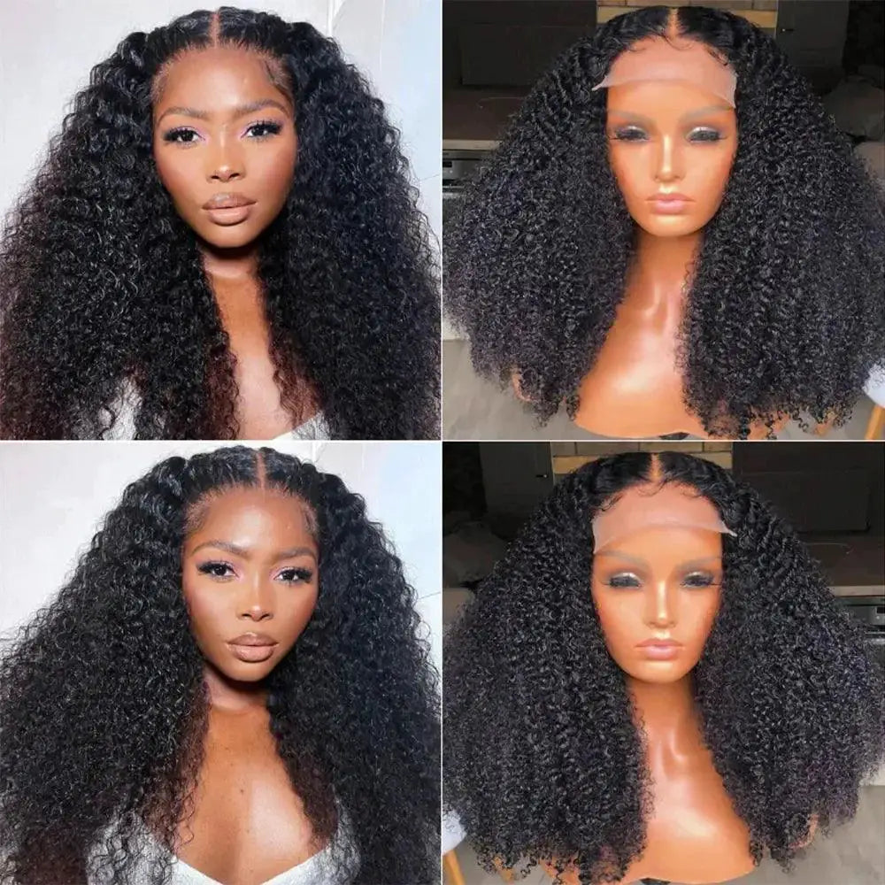 Kinky Curly Indian Remy Lace Front Wig Natural Look