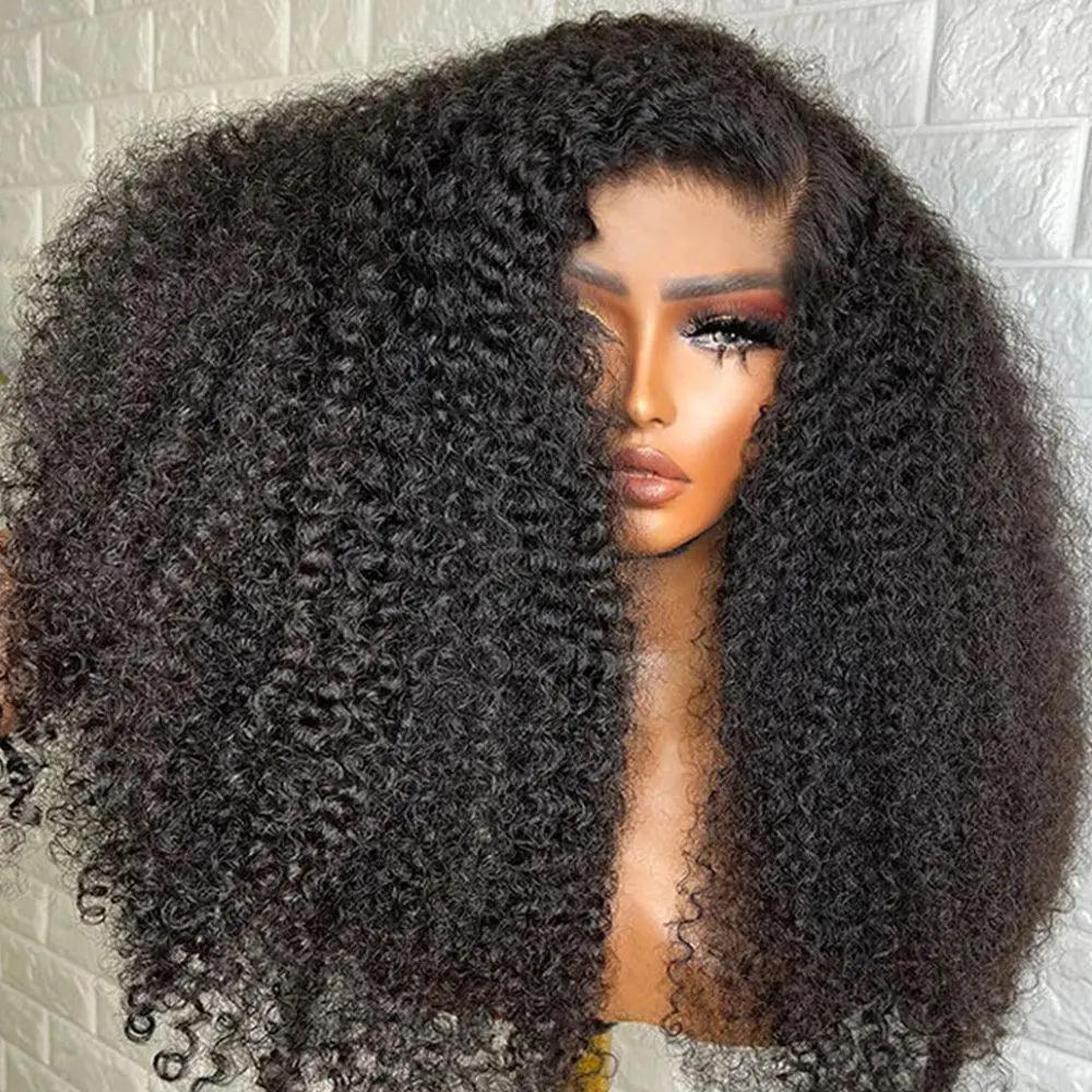 Kinky Curly Indian Remy Lace Front Wig Natural Look