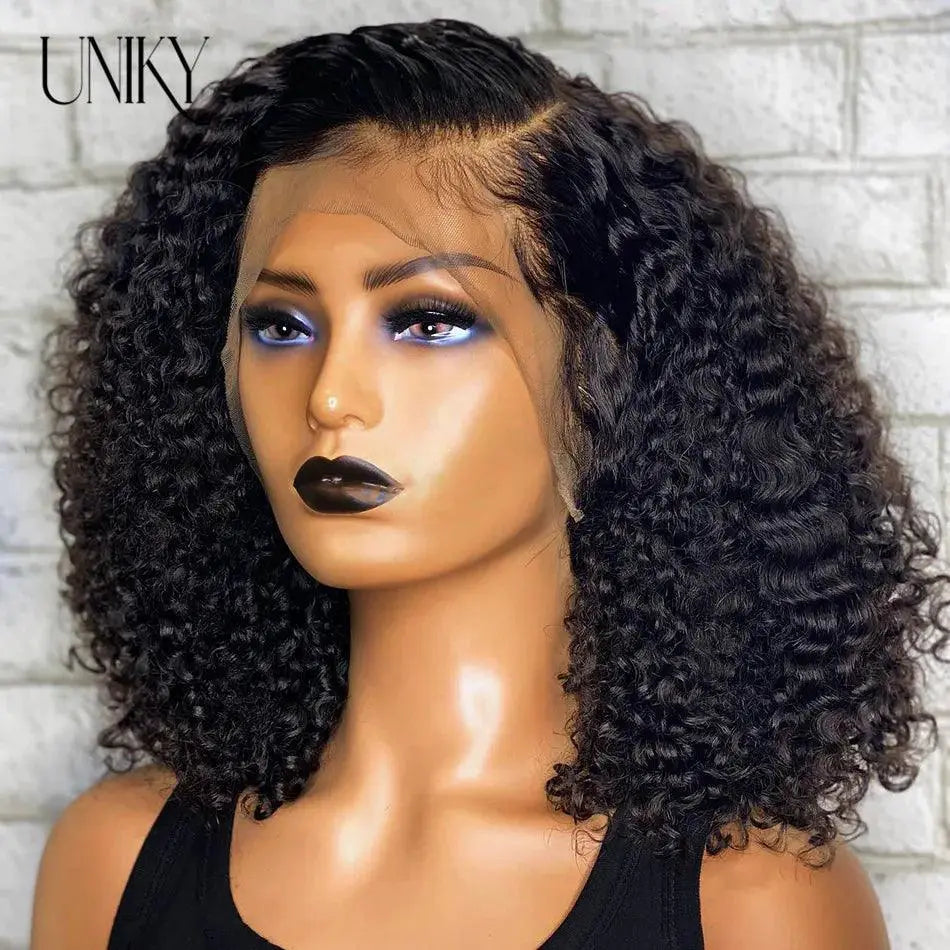 Kinky Curly Short Bob Wig For Women Natural Remy Human Hair