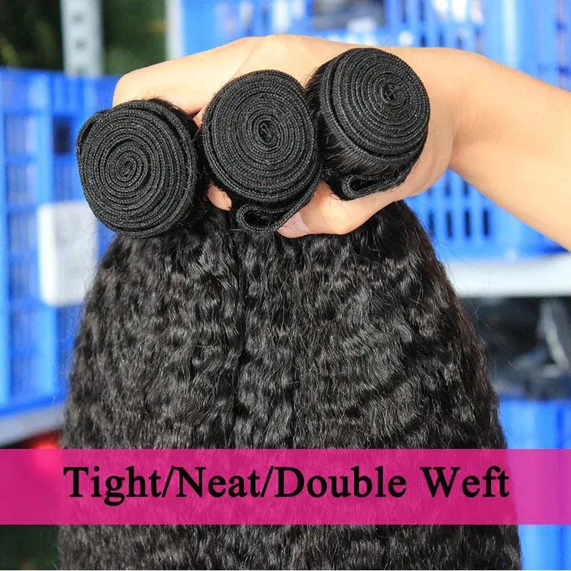 Kinky Straight Raw Indian Virgin Hair Bundles Kit Extensions