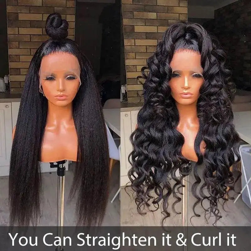 Kinky Straight Remy Human Hair Wig For Volume And Style