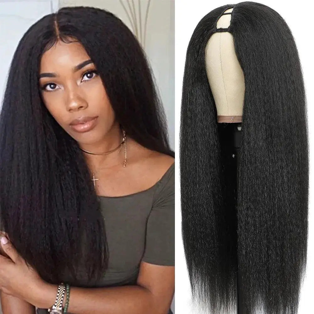 Kinky Straight U Part Wig Versatile Synthetic Hair Solution