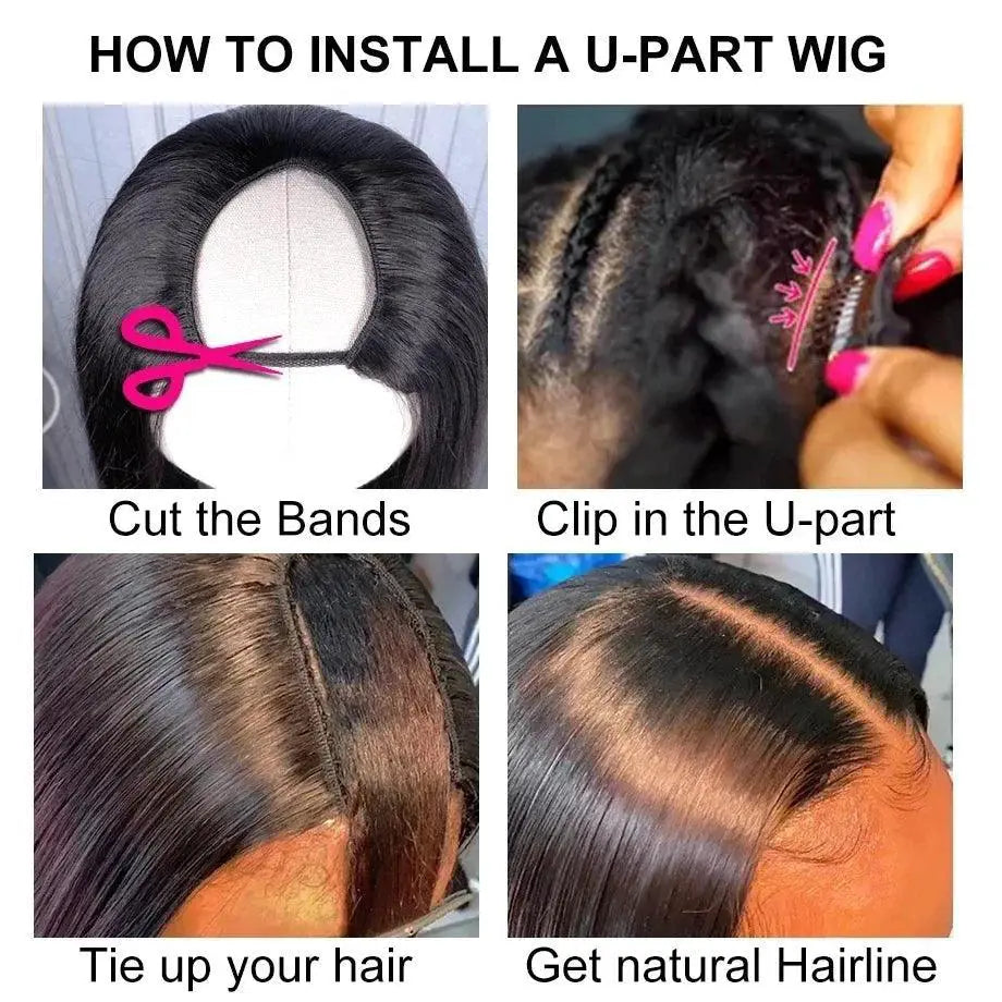 Kinky Straight U Part Wig Versatile Synthetic Hair Solution