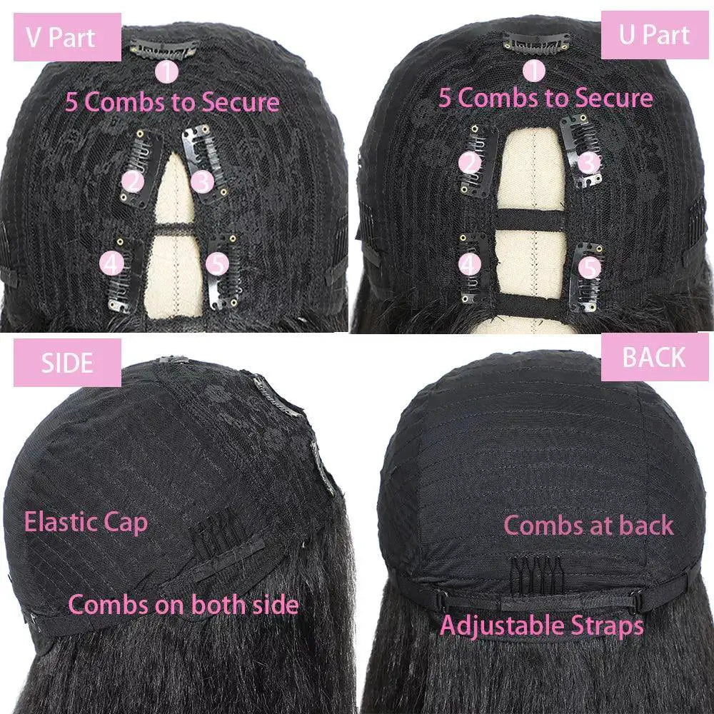 Kinky Straight U Part Wig Versatile Synthetic Hair Solution