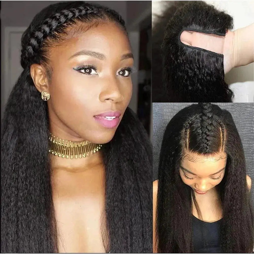 Kinky Straight U Part Wig Versatile Synthetic Hair Solution