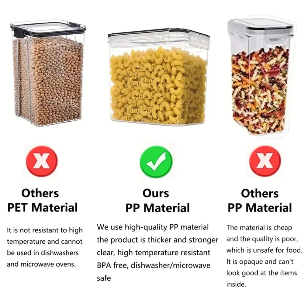 Kitchen 7 Piece BPA Free Plastic Airtight Food Storage Set With Pen Sticker Pack