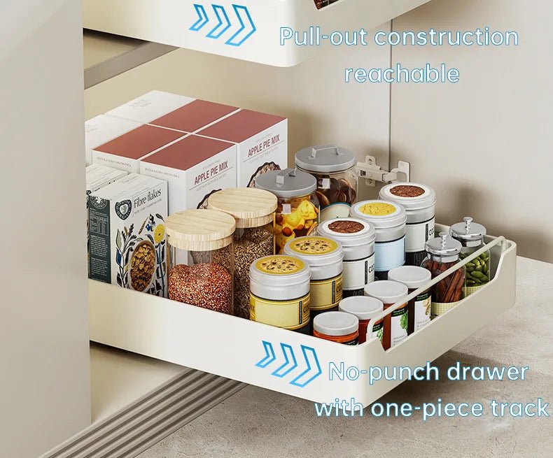 Kitchen Cabinet Pull Out Metal Drawer Organizer With Slide Rails For Spices Plus