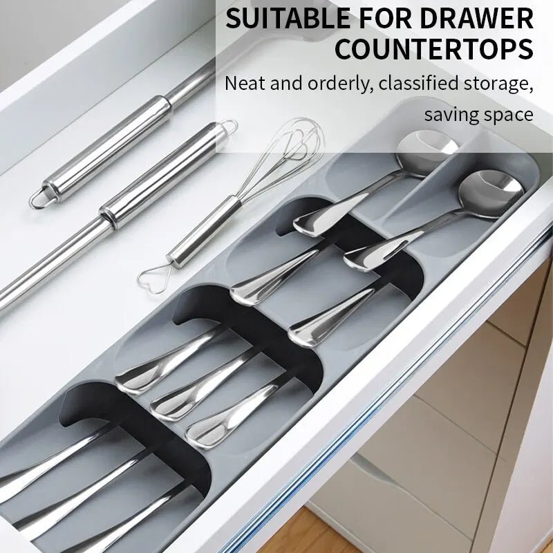 Kitchen Drawer Cutlery Tray Knife Holder And Spice Bottle Organizer Total In One