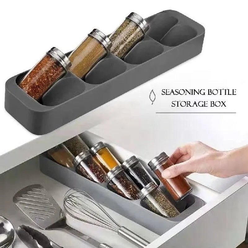 Kitchen Drawer Cutlery Tray Knife Holder And Spice Bottle Organizer Total In One
