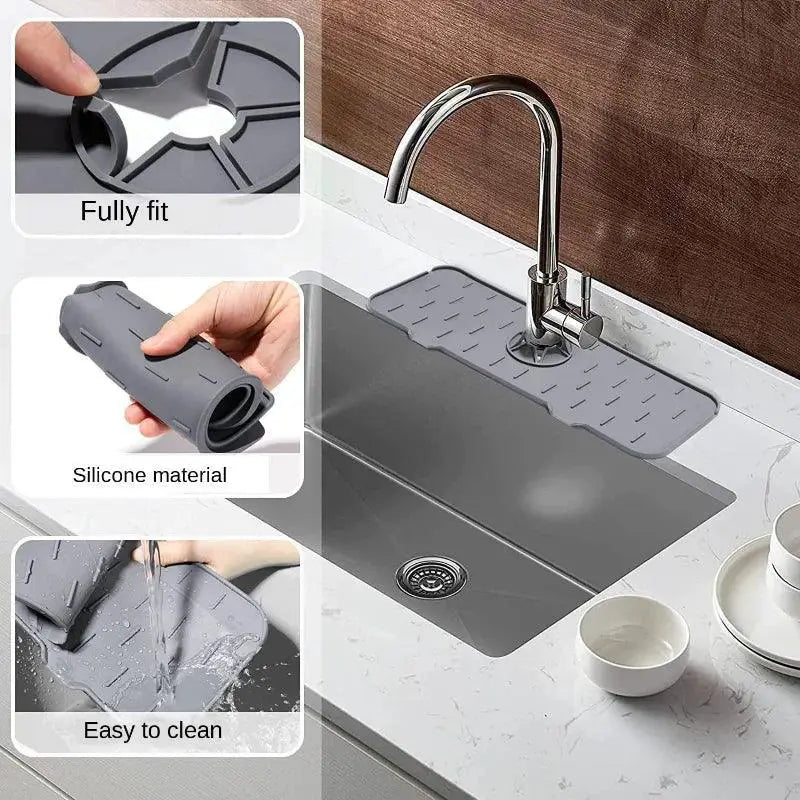 Kitchen Faucet Mat Waterproof Sink Protector Grey Black