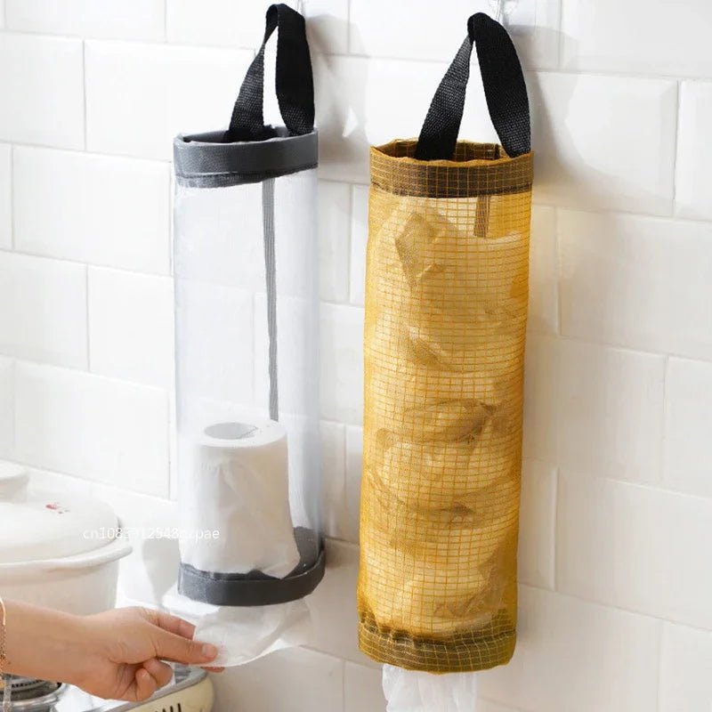 Kitchen Garbage Bag Holder Wall Mounting Plastic Bag Dispenser Hanging Organizer