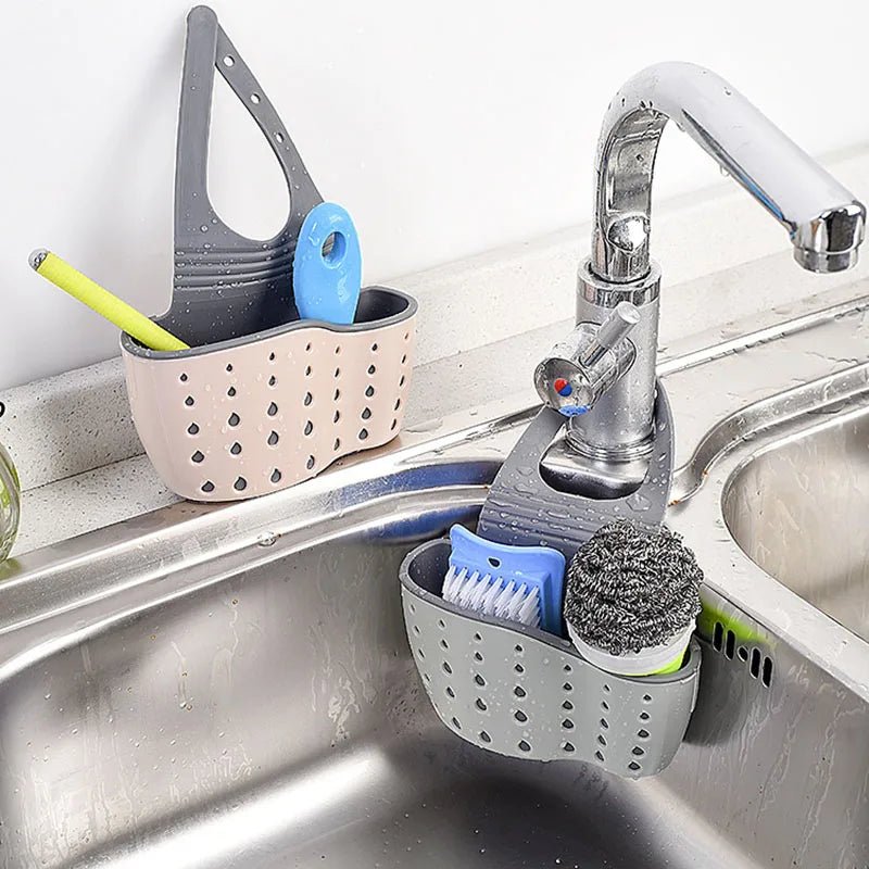 Kitchen Sink Holder Hanging Drain Baskets Adjustable Soap Sponge Shelf Organizer