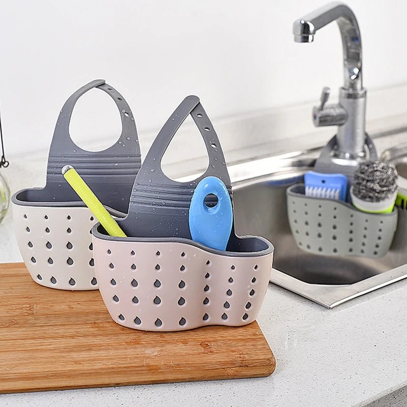 Kitchen Sink Holder Hanging Drain Baskets Adjustable Soap Sponge Shelf Organizer