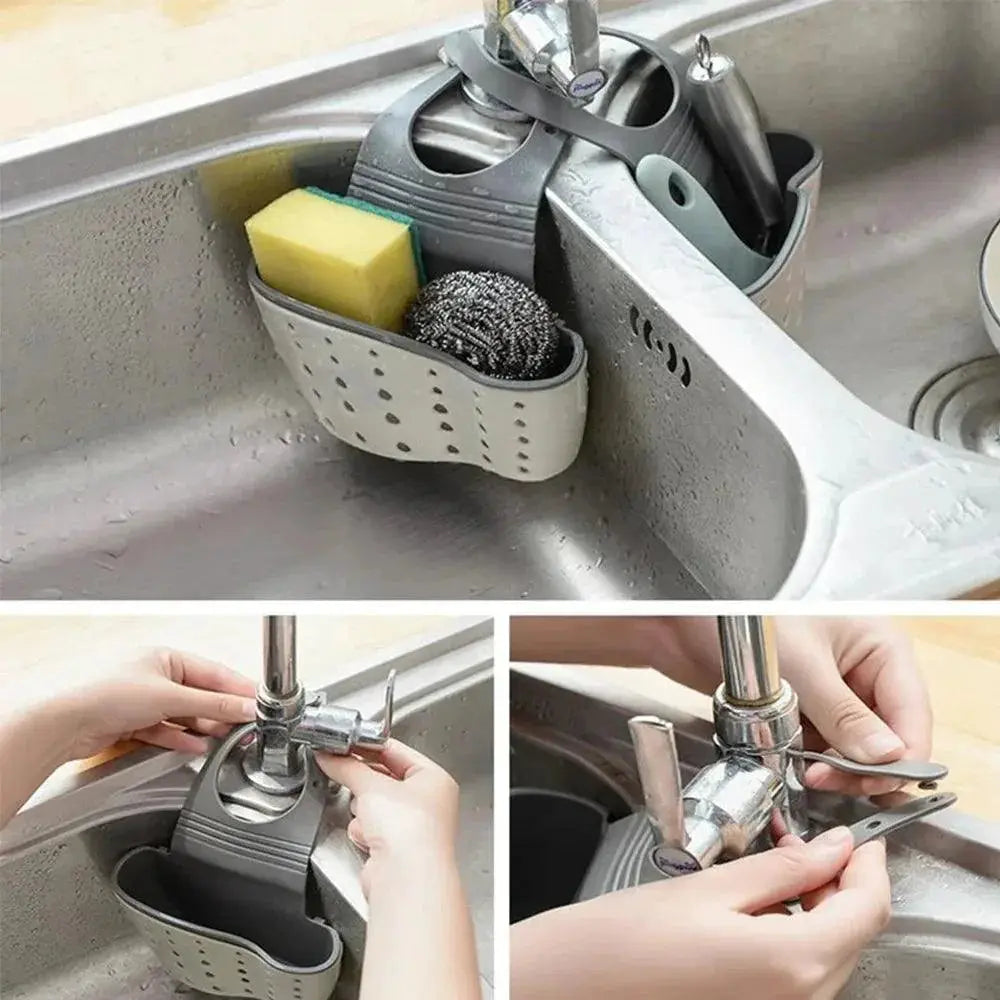 Kitchen Sink Rack Strainer And Sponge Storage Basket Durable