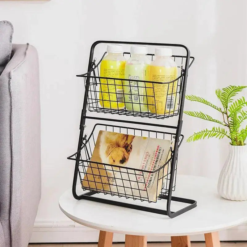 Double Layer Kitchen Storage Shelf For Seasoning And Fruits