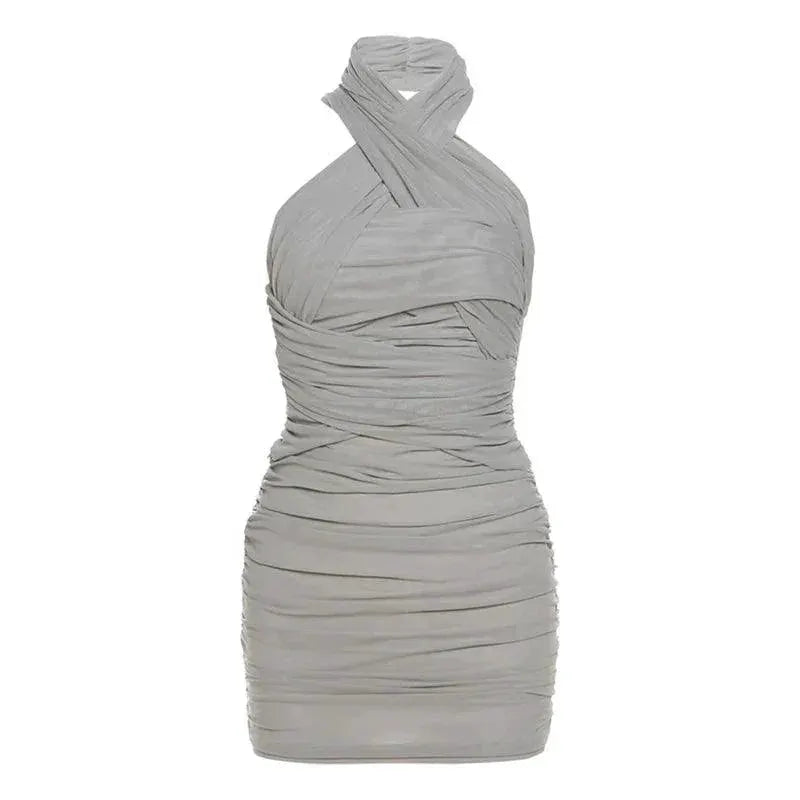 Kliou Halterneck Dress Parisian Retro Elegance Charm