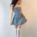 Kliou Milk Blue Dress for Women Fit