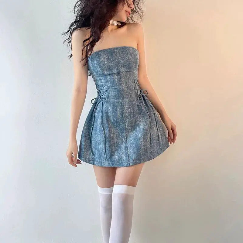 Kliou Pure Desire Milk Blue Dress Summer Fashion 2023