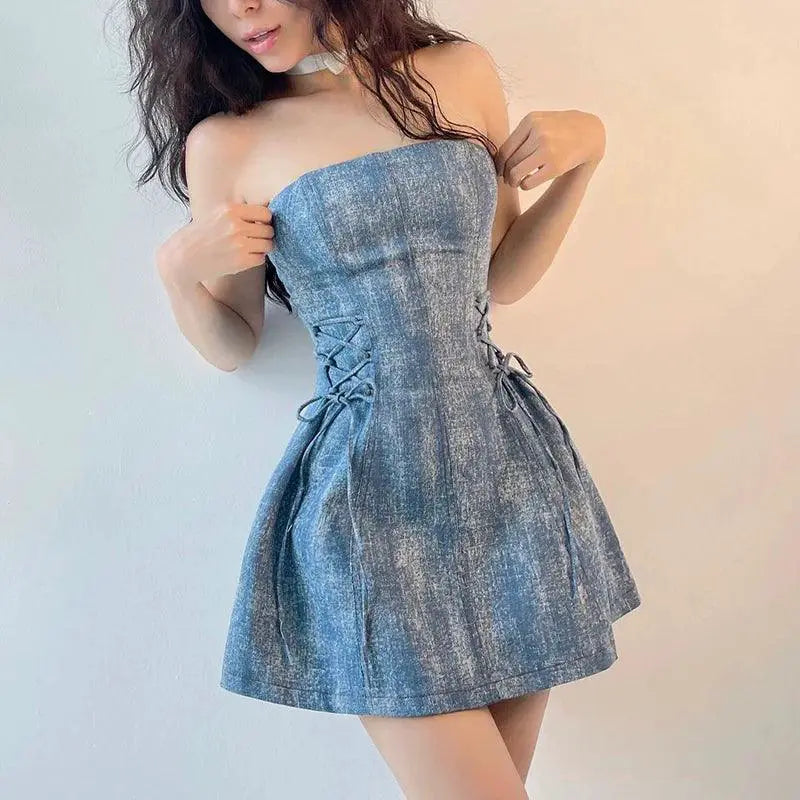 Kliou Pure Desire Milk Blue Dress Summer Fashion 2023