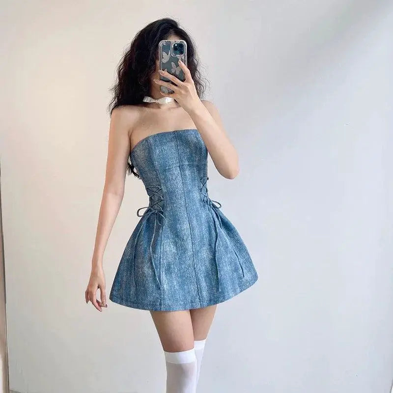 Kliou Pure Desire Milk Blue Dress Summer Fashion 2023