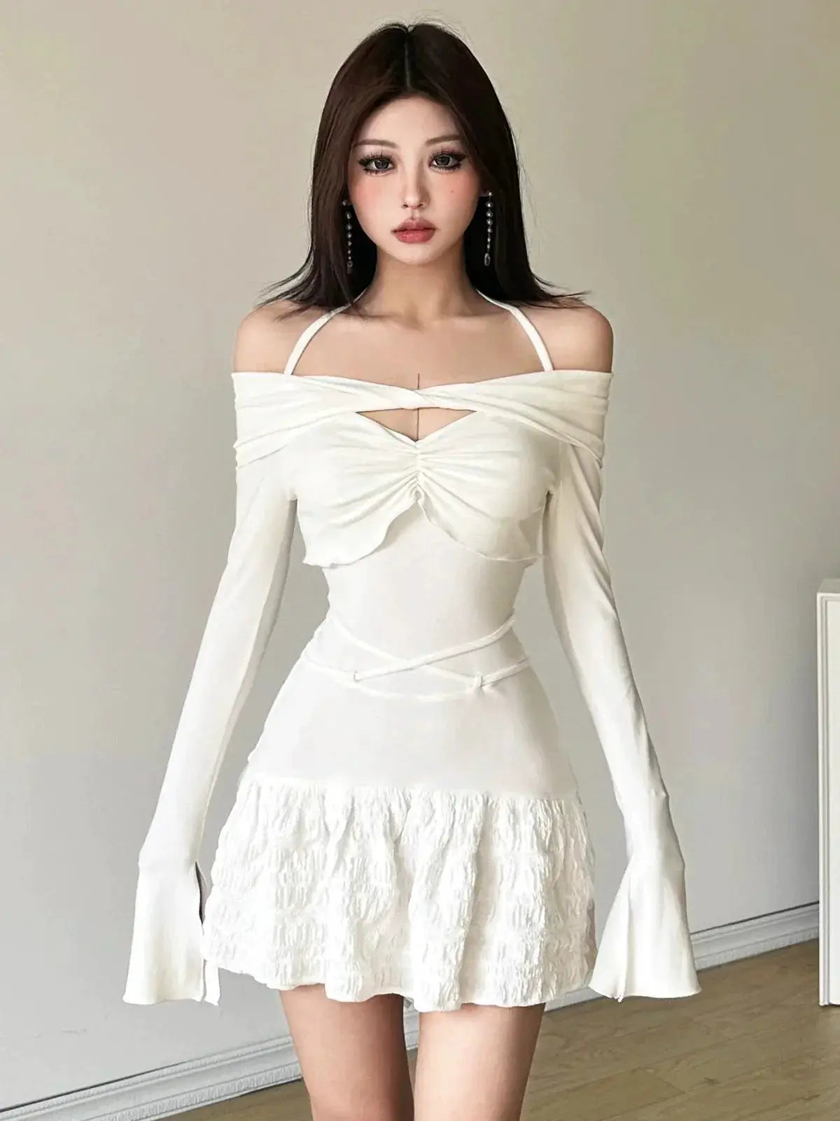 Kliou Winter Halter Dress Elegant Street Style Look
