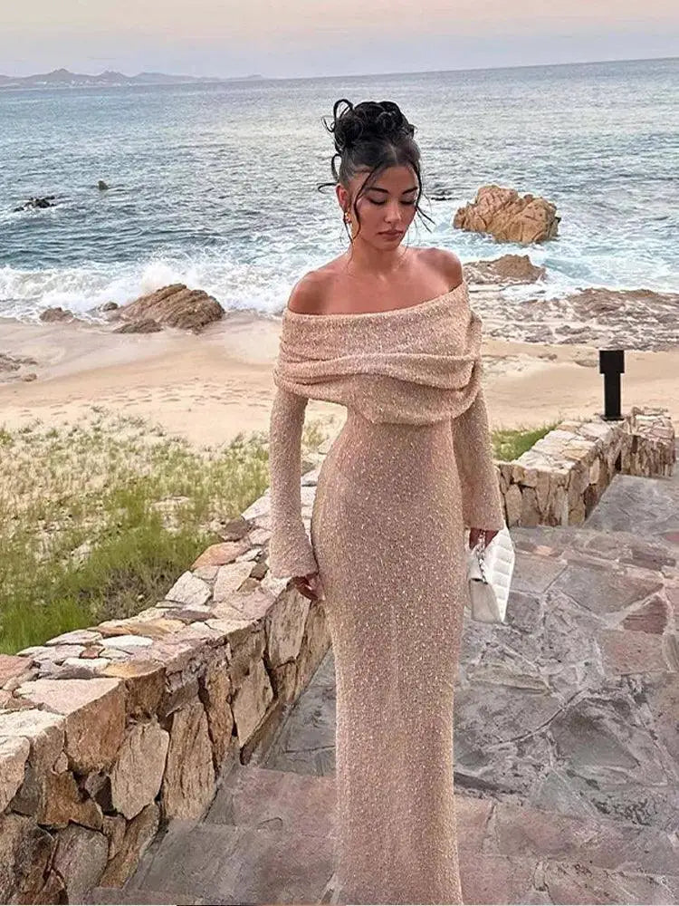 Knit Off Shoulder Dress For Women Contemporary Beachwear