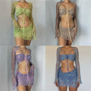 Glam Knit Skirt Set for Summer Party Bi